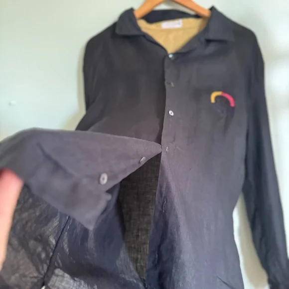 Unisex Black Shirt with Multicolor Embroidered Patch - Picture 7 of 8